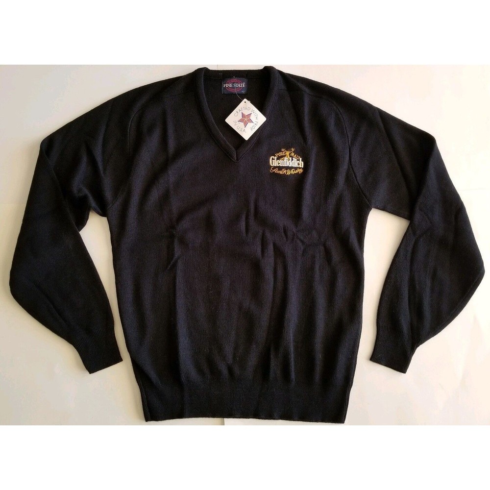 Glenfiddich Scotch Whisky Sweater Vintage 80s V Neck Deadstock Made In USA Sz L